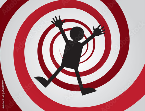 Figure falling down red spiral