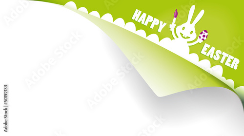 Ecke grün mit Osterhase + Happy Easter