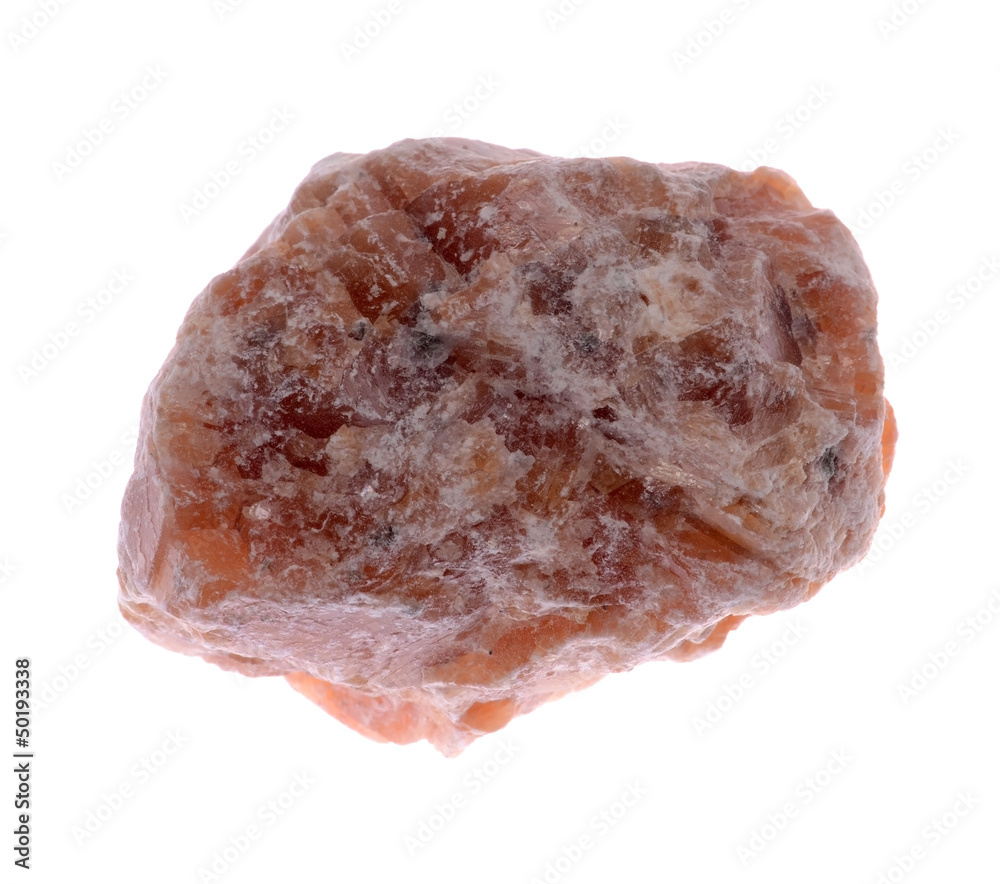 Orange Calcite crystals Isolated on white background