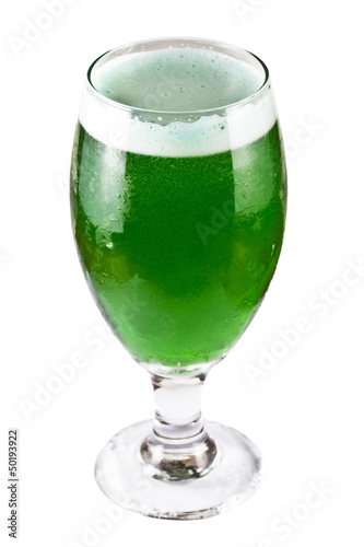 Green beer over white