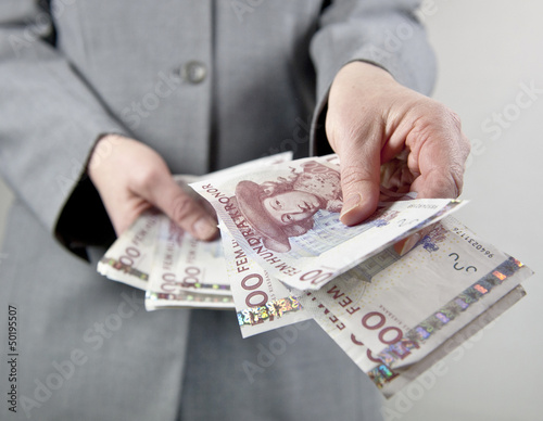 Handing over money