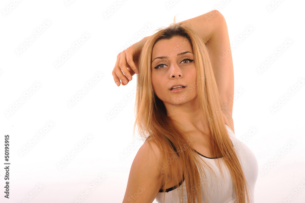 Fototapeta premium Beautiful Pose- fahion model- isolated white background