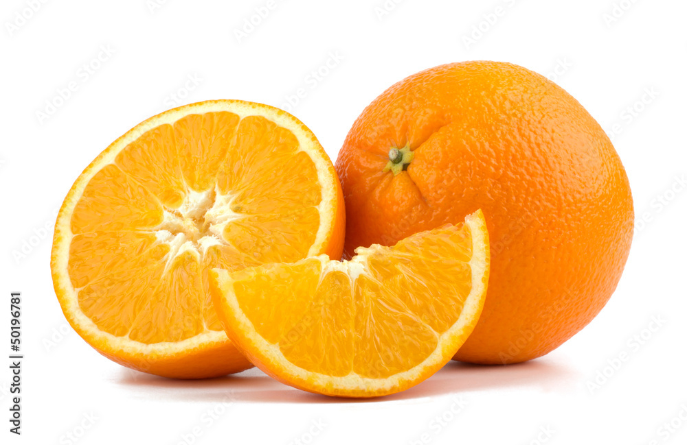 Cut orange fruit isolated on white background Cut orange fruit isolated on white background