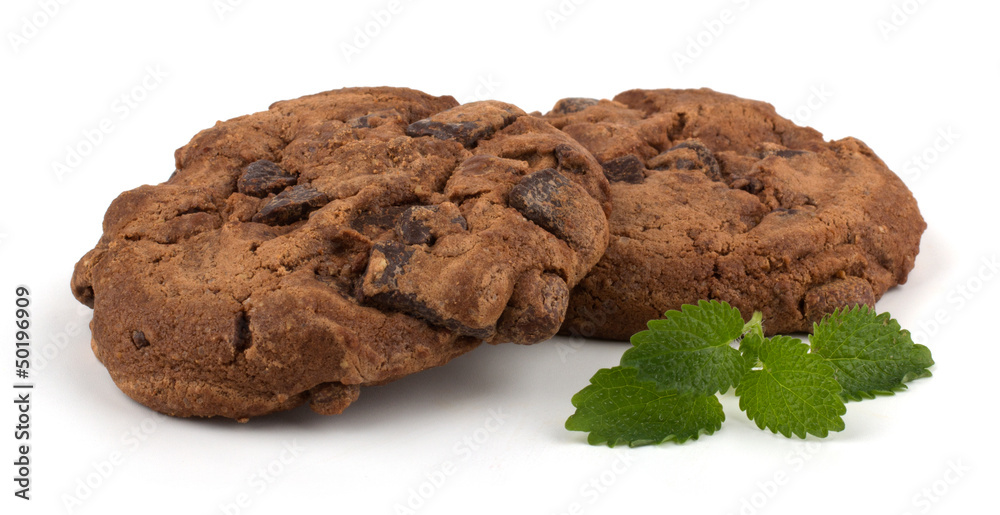 Chocolate chips cookies isolated on white background Chocolate chips cookies isolated on white background
