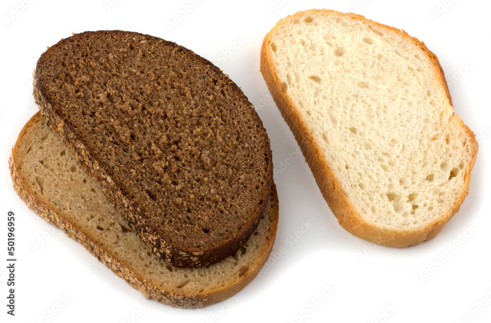 Bread slices isolated  on white backgound