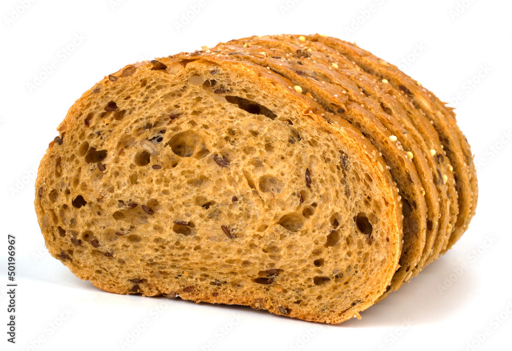 Rye bread on white background