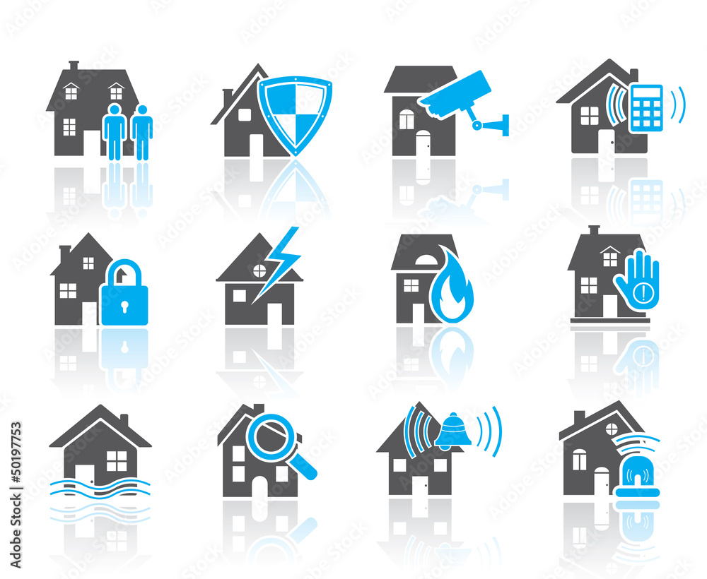 House security icons-blue