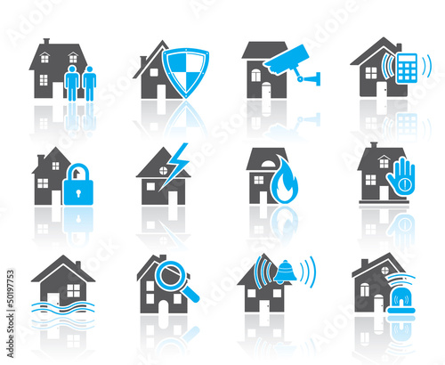 House security icons-blue