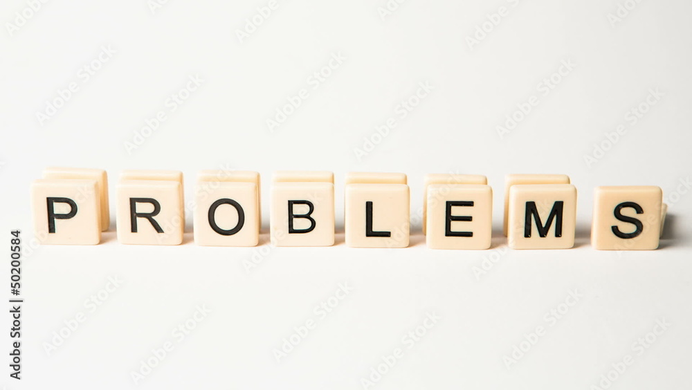 Letter pieces spelling problems and solutions standing up Letter pieces spelling problems and solutions standing up