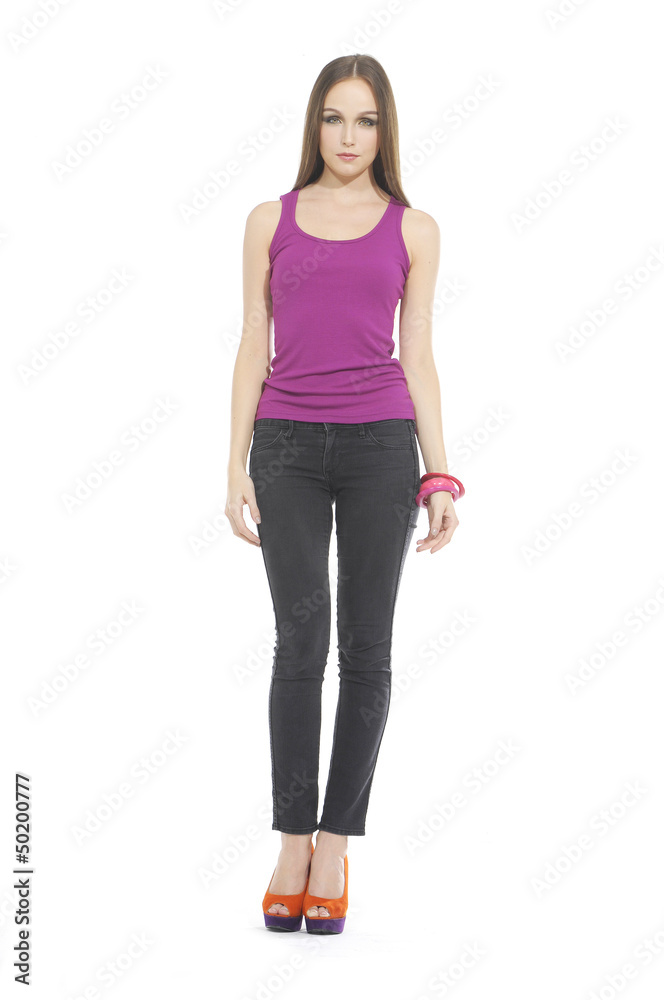 Full body portrait of a beautiful woman looking at the camera Full body portrait of a beautiful woman looking at the camera