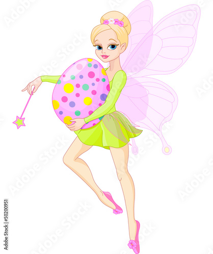 Fairy flying with Easter egg