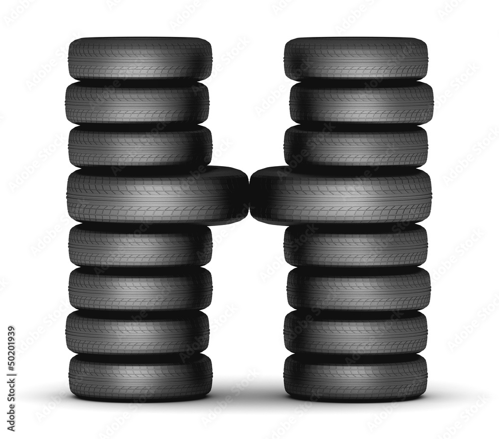 Letter H from stacked tire Letter H from stacked tire