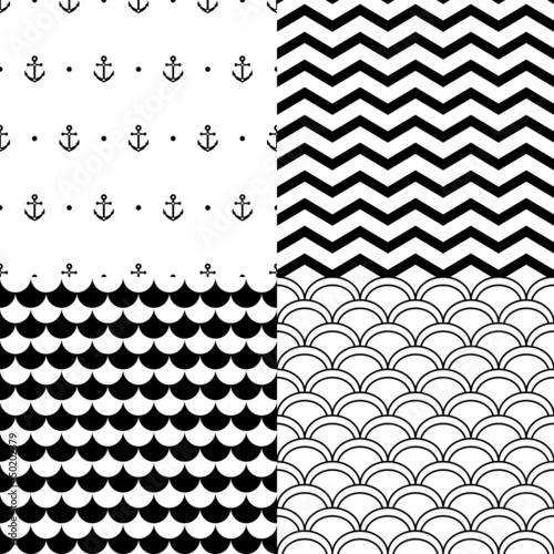 Black and white vector navy...