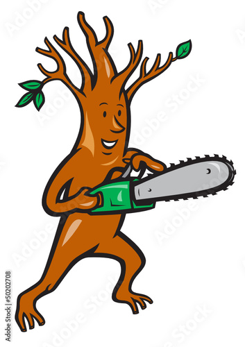 Tree Man Arborist With Chainsaw