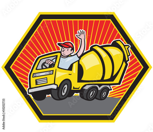 Construction Worker Driver Cement Mixer Truck