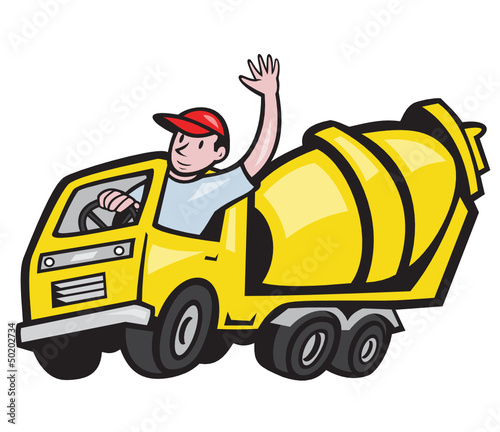 Construction Worker Driver Cement Mixer Truck