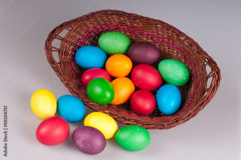 Easter eggs in a panier Easter eggs in a panier