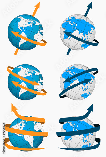 Globe with arrows