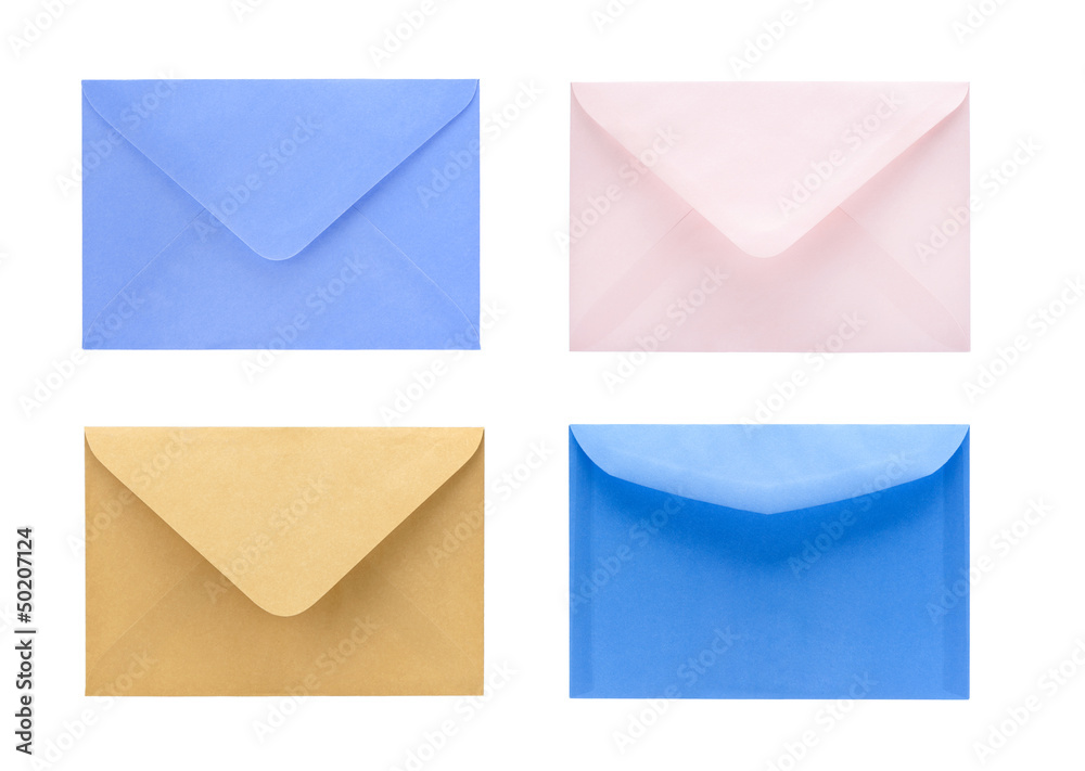 set of blank envelopes isolated on white background set of blank envelopes isolated on white background