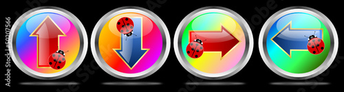 Bottoni con frecce e coccinelle