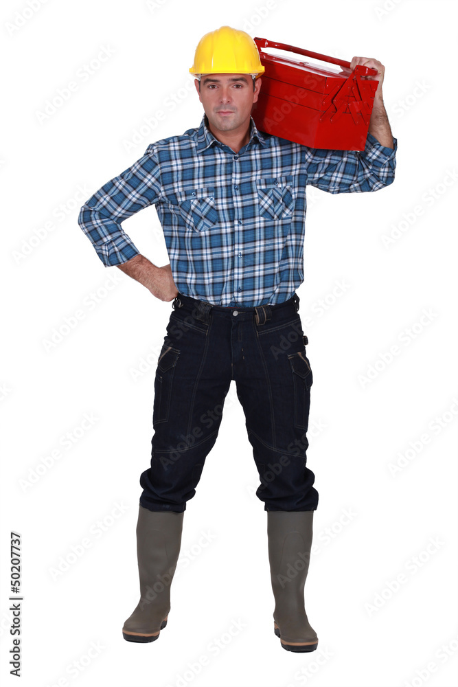 Workman with a tool box Workman with a tool box