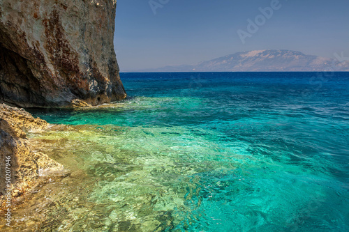 Blue caves with Kefalonia view
