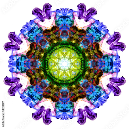 Colorful fractal smoke pattern  kaleidoscope forms