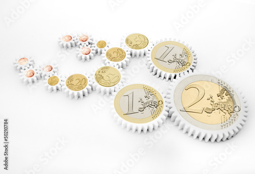 Engrenage de pièce en Euro - concept d'argent photo