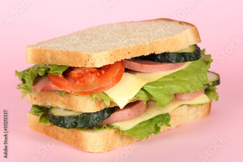 Sandwich on pink background