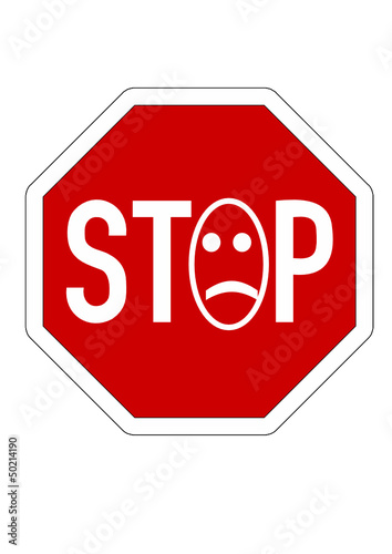 Stopschild mit schlechter Laune