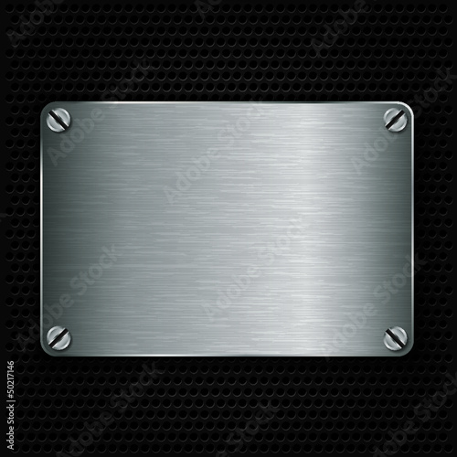Metal texture plate with screws, vector illustration