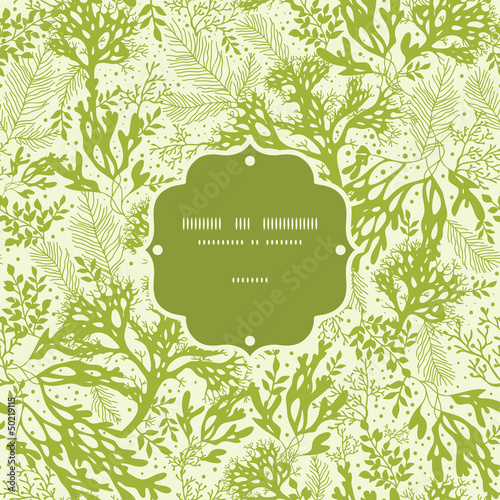 Vector green underwater seaweed frame seamless pattern