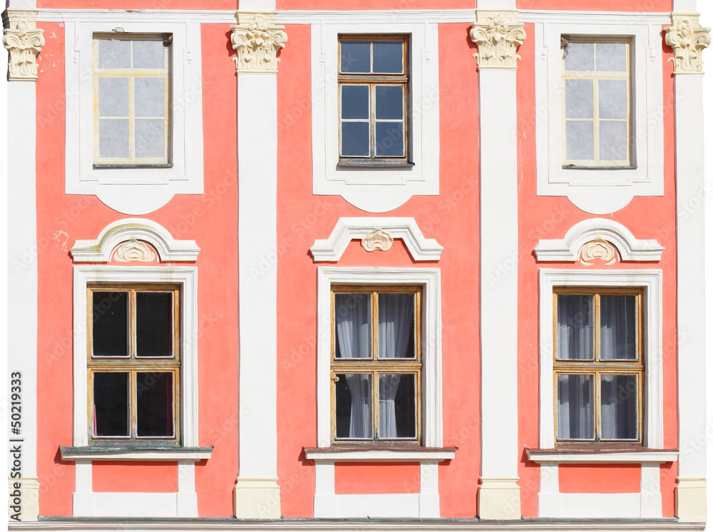 Historic house facade on a white background Historic house facade on a white background