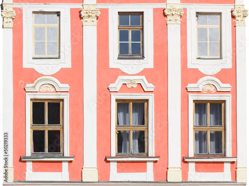 Historic house facade on a white background