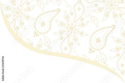 Delicate golden paisley seamless pattern card