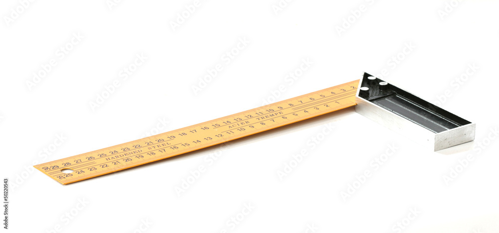 Yellow steel angle tool on white background Yellow steel angle tool on white background