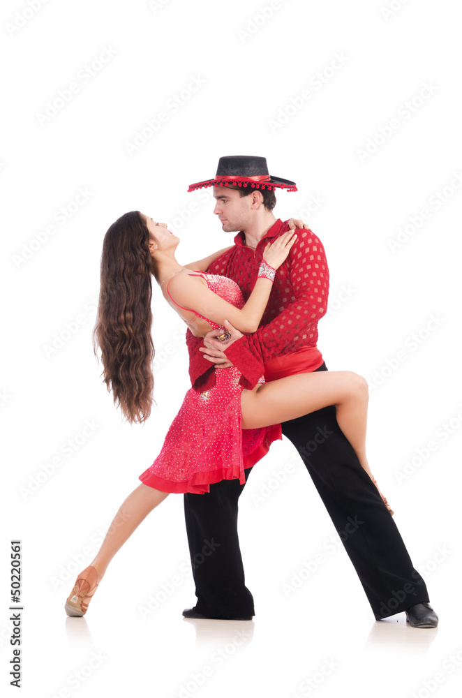 Pair of dancers isolated on the white Pair of dancers isolated on the white