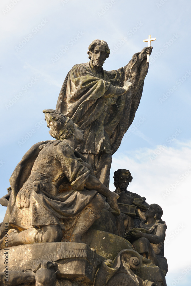 Obraz premium Saint Francies Xavier statue, Charles bridge Prague