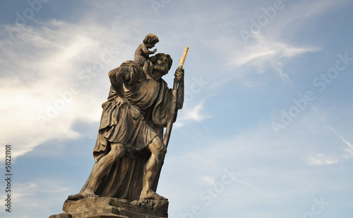Fotografie Child Christus at the shoulder of saint Christopher, Prague