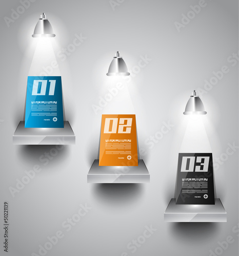 Infographic design template with paper tags.
