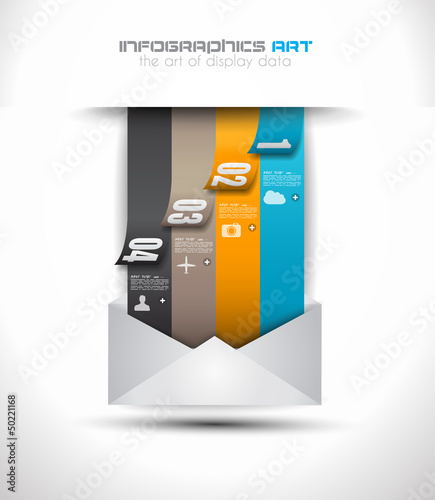 Infographic design template with paper tags.