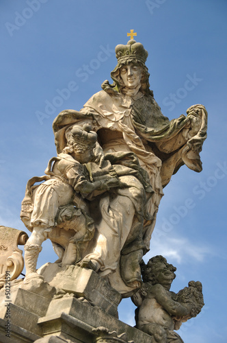 Saint Ludmila statue in Charles bridge  Prague