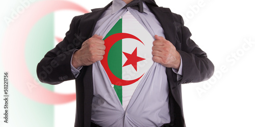 business man with Algerian flag t-shirt