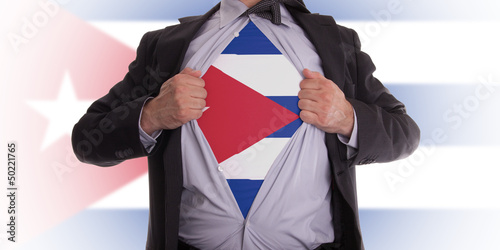 Business man with Cuban flag t-shirt