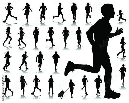 Silhouettes and shadows of running-vector
