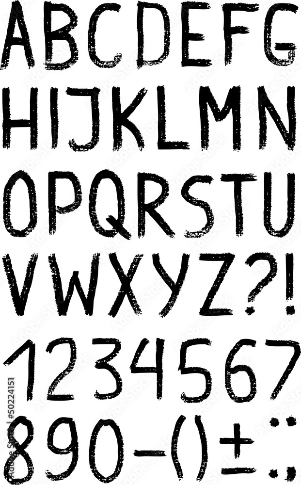 Brush drawn alphabet