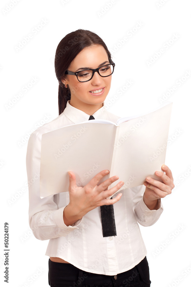 Young woman reading magazine Young woman reading magazine