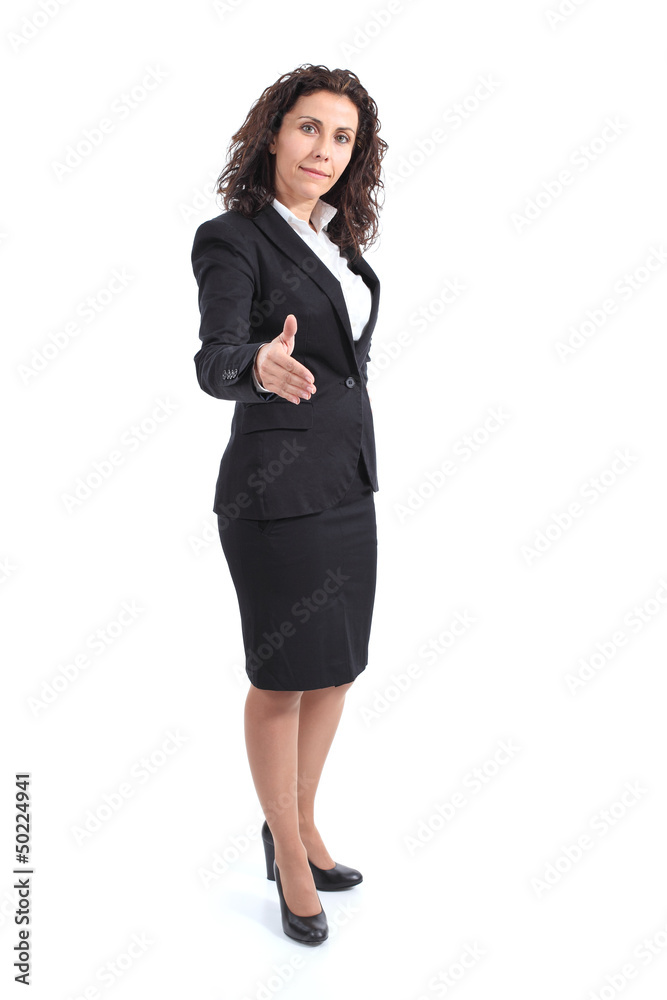 Beautiful mature businesswoman ready to handshake Beautiful mature businesswoman ready to handshake