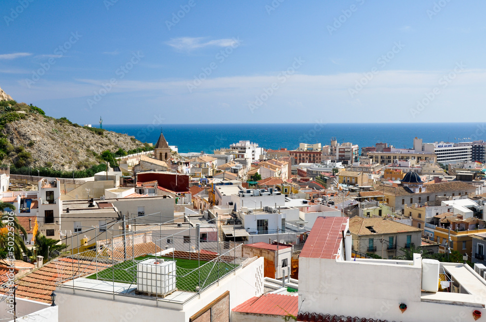 Panoramic view of Santa Cruz neighborhood, Alicante (Spain)