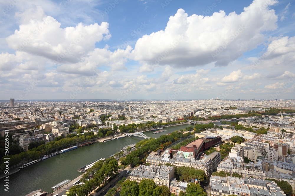 Paris, France - view with Seine River